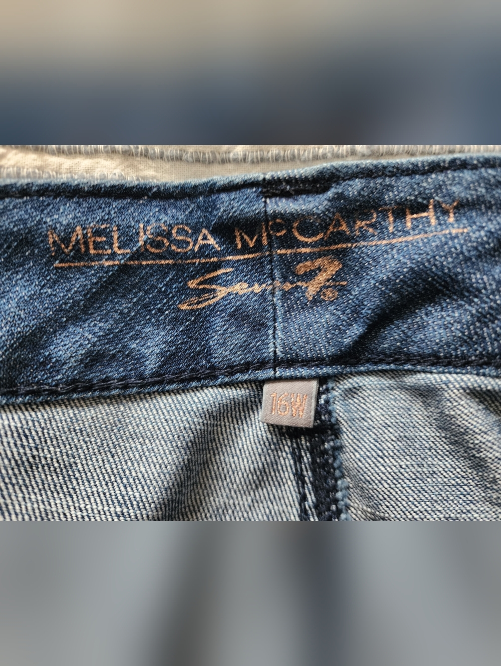 Women's Blue Patchwork Denim Shorts By Melissa McCarthy For Seven. Size 16w. - Picture 6 of 15